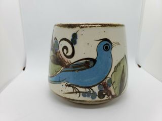 Ken Edwards Mexican Pottery Style Mug Cup Blue Bird Signed Ke Mexico