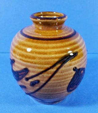 Gorgeous Hand Crafted Pottery Vase Light And Dark Brown -