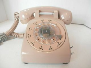 Vintage 1978 Beige Rotary Telephone - Vgc - Curly Cord -