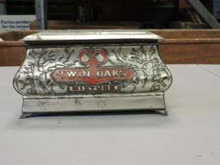 Vintage Twin Oaks Tobacco Tin,  Humidor,  Metal,  (vex)