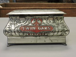 Vintage Twin Oaks Tobacco Tin,  Humidor,  Metal,  (VEX) 3