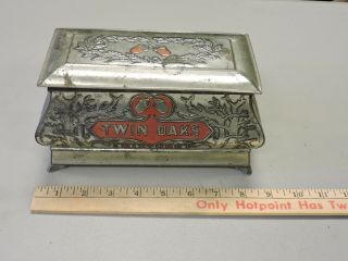 Vintage Twin Oaks Tobacco Tin,  Humidor,  Metal,  (VEX) 8