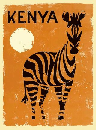 Kenya Zebra Africa Vintage African Travel Advertisement Art Poster Print