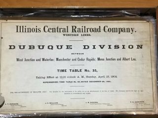 Illinois Central Railroad Employee Timetable 1902 Dubuque Division