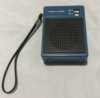 Vintage Blue Realistic Radio Shack Am/fm Handheld Transistor Radio