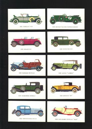 Cigarette/trade/cards.  Mobil Oil.  Vintage Cars.  (1966).  (complete Set Of 24).