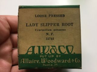 Vintage Box Of Crude Drugs Lady Slipper Root - Allaire,  Woodward & Co.