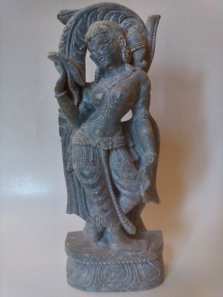 8.  5 " Hand Carved Soap Stone Hindu Goddess Diety Figurine Statue,  Mid Century