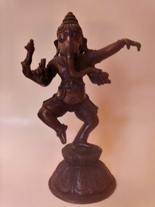 Vintage Bronze Hindu God Diety Ganesh Ganesha Figurine Statue,  8.  5 " Tall