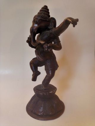 Vintage Bronze Hindu God Diety Ganesh Ganesha Figurine Statue,  8.  5 