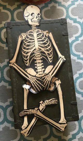 Vtg 30s Die Cut Halloween Yoga Skeleton 55” Usa Jointed Spooky Boo Dancing Rare