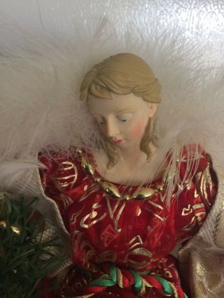 Vintage Angel W/ Feather Wings Christmas Tabletop Or Tree Topper 18”