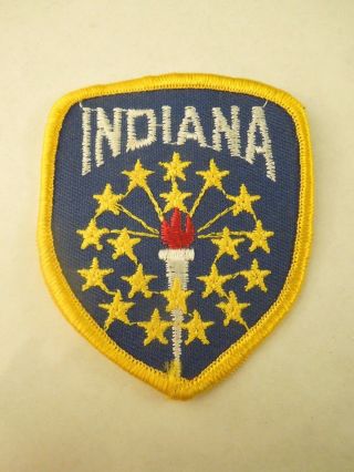 Vintage Indiana State Flag Travel Souvenir Embroidered Sew On Patch