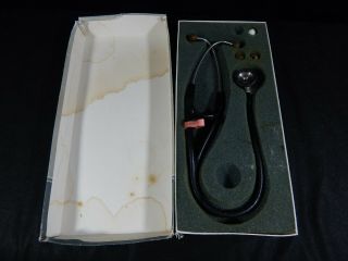 Vintage Littmann Cardiology Ii Stethoscope No.  2127l (black) 25 " 70 - 2005 - 3162 - 5