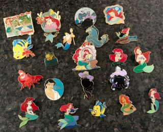 Disney Little Mermaid Set Of 21 Pins,  Ariel,  Ursula,  Eric And More