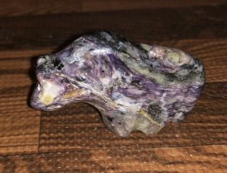 Extremely Rare Zuni Carved Charoite Blind Horse Fetish Signed By Claudia Peina