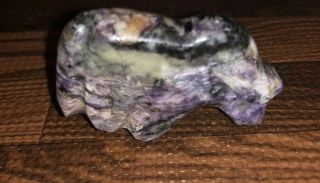 Extremely Rare Zuni Carved Charoite Blind Horse Fetish Signed By Claudia Peina 4