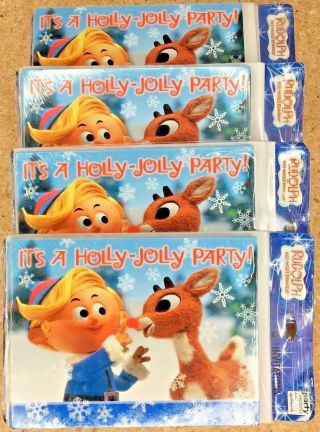 Vintage Rudolph The Red Nose Reindeer Party Invitations 4 Packs Of 8 Total 32
