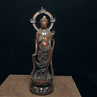 Chinese Exquisite Boxwood Figurine - Hand - Carved Avalokitesvara Kwan - Yin Ft052