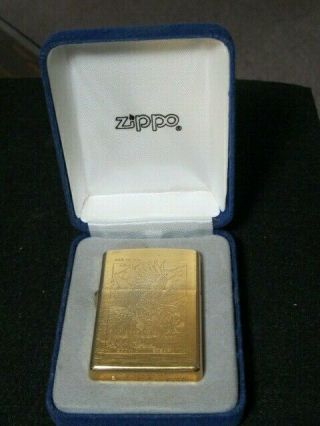 Zippo Lighter.  1998.  Brushed Brass.  Engraved,  " American Eagle " 