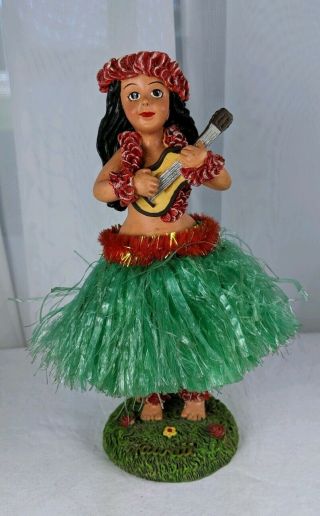 Vintage Hawaiian Hula Dancer Ukelele Girl Bobble Head Nodder Hawaii Car Dash