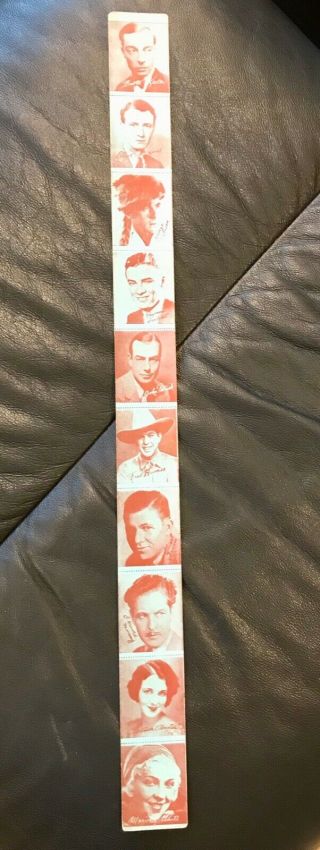 1930s Uncut Movie Star Arcade Strip Card Set Of 8 Buster Keaton