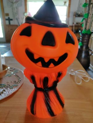 Vintage 1969 Empire Halloween Pumpkin Blow Mold Witch Hat Jack - O - Lantern