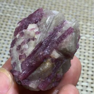 Rose Tourmaline Rutilated Uncut Quartz Crystal Mineral Specimen Tibetan