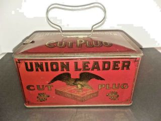Tobacco Tin Union Leader Cut Plug Vintage Lunch Box Pail P Lorillard Antique