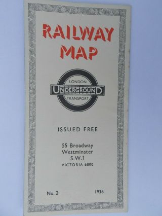 Early London Underground Map.  Harry Beck.  Dated 1936 No 2