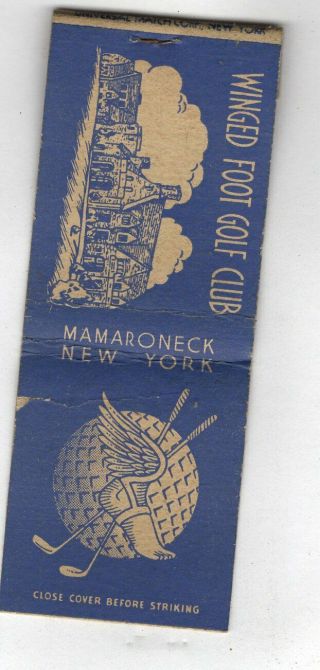Winged Foot Golf Club Mamaroneck York Vintage Matchbook Cover B6