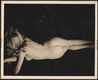 Vintage Fine Art Nude Reclining Pin - Up Sensual Rear View 1940s Risqué Photograph