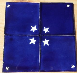 10 Talavera Mexican Pottery Tile 4 " Astronomy Stars White Celestial Cobalt Blue