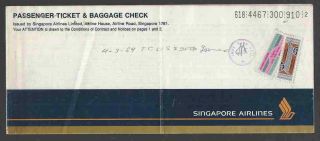 Singapore Airlines Ticket With Bangladesh Revenue Stamps