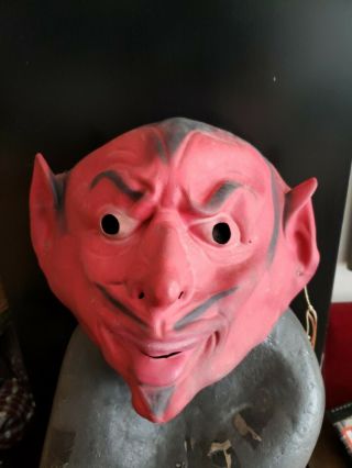 Vintage Devil Mask Red Satan Demon Halloween