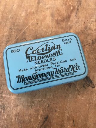 Montgomery Wards Co.  " Cecilian " Melophonic 500 Needles Tin Extra Loud Music
