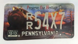 Pennsylvania Pa License Plate Railroad Train Preserve Our Heritage Rr54x7