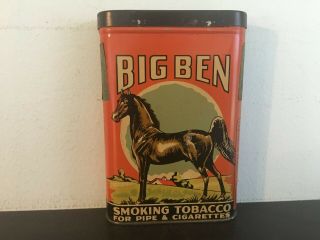 Vintage Big Ben Pocket Tobacco Tin - Antique - Pipe - Cigarette - Advertising