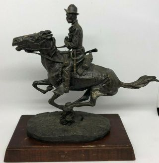 Frederic Remington Trooper Of The Plains 1988 Franklin W/base Bronze Statue