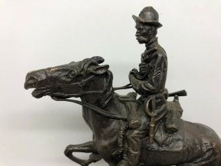 Frederic Remington Trooper of the Plains 1988 Franklin w/Base Bronze Statue 3