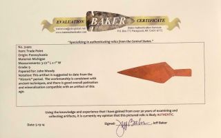 Hudson Bay Company Copper Trade Arrowhead Authenticated and Graded as a 