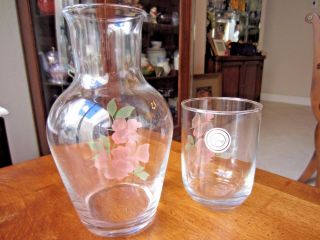 Water Carafe & Glass Set,  hand crafted & painted pink flowers made in Turkey 4