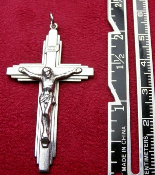 Catholic Bishops Estate Vintage Sterling Vestment Rosary Crucifix Cross Pendant