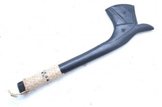 12 " Carved Wood Fiji Fijian War Throwing Club Polynesian Woven Grip Weapon