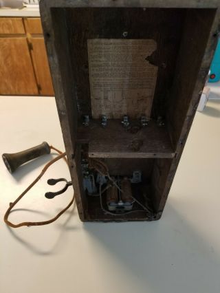Antique Kellogg wall phone telephone - parts or restoration 3