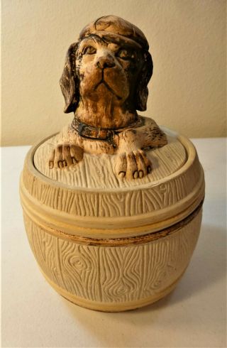 Rare Dog With Hat On Barrel Tobacco Jar By Johann Maresch Marked Jm 3549
