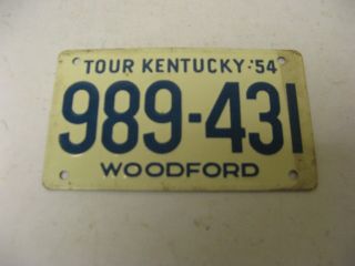 1954 54 Kentucky Ky Wheaties Miniature Cereal Bicycle License Plate 989 - 431