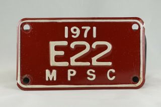 1971 Michigan M.  P.  S.  C.  License Plate - Restricted Use (e Prefix) - " E22 "