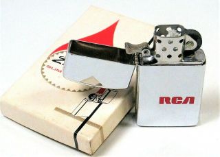 Vintage 1974 Unlit Nos Zippo Slim " Rca " Advertising Lighter W/orig Box & Paper