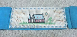 Antique Victorian Bookmark Pray For You Picture Punched Card Cross Stitch